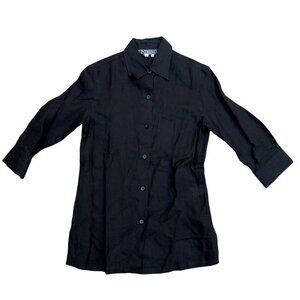 INTREND Long Blouse Top Shirt Women's 38 Vintage Black 100% Linen Vintage 90s‍‍